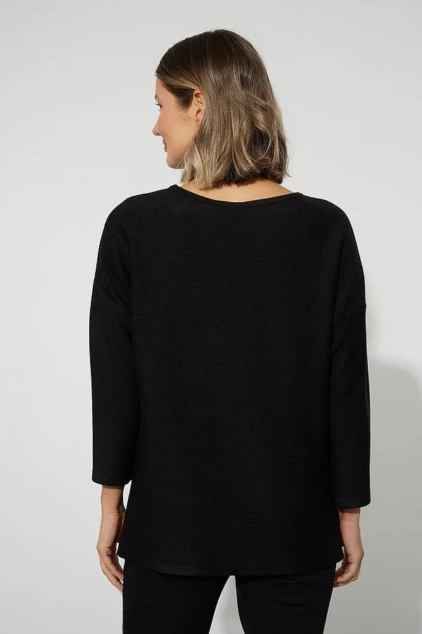 Women's Joseph Ribkoff | Faux Leather Patch Top | Black
