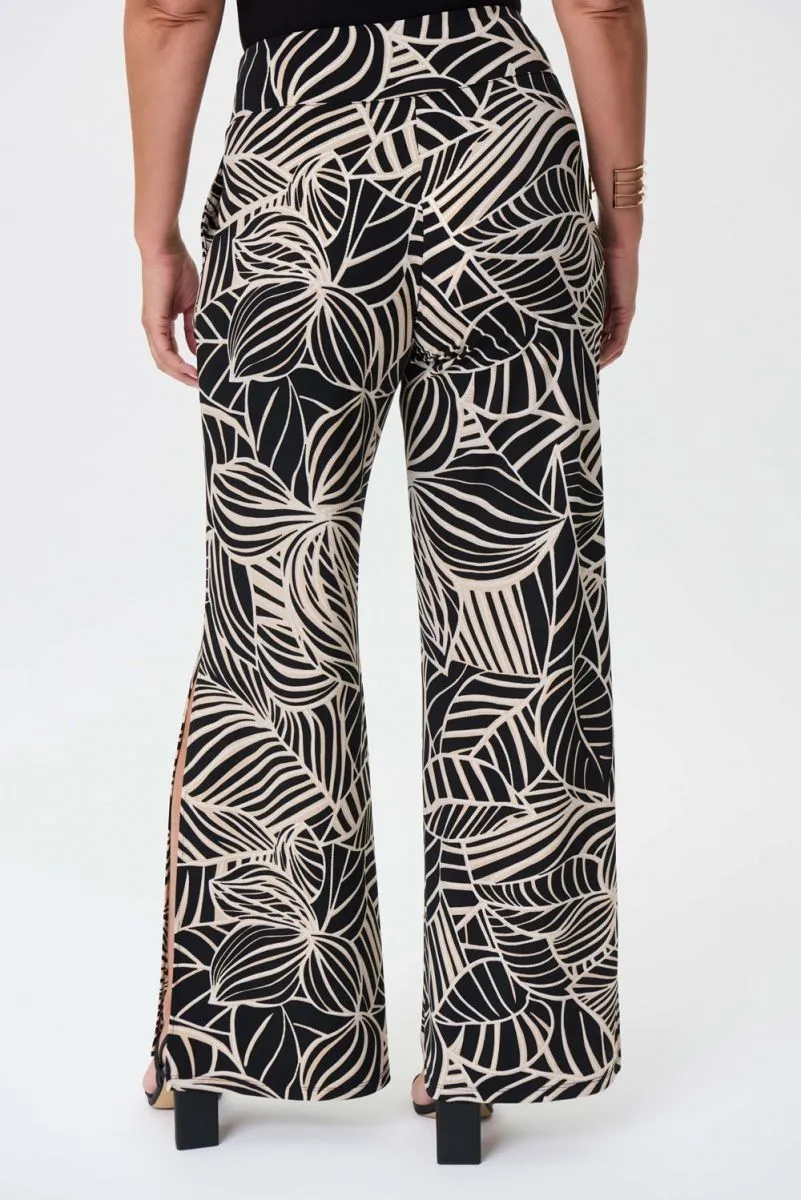 Women's Joseph Ribkoff | Print Wide Leg Pant with Slit| Black Multi